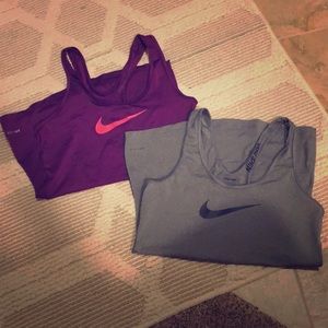 Lot of 2 Women’s Nike Dri-Fit Tanks Grey Purple